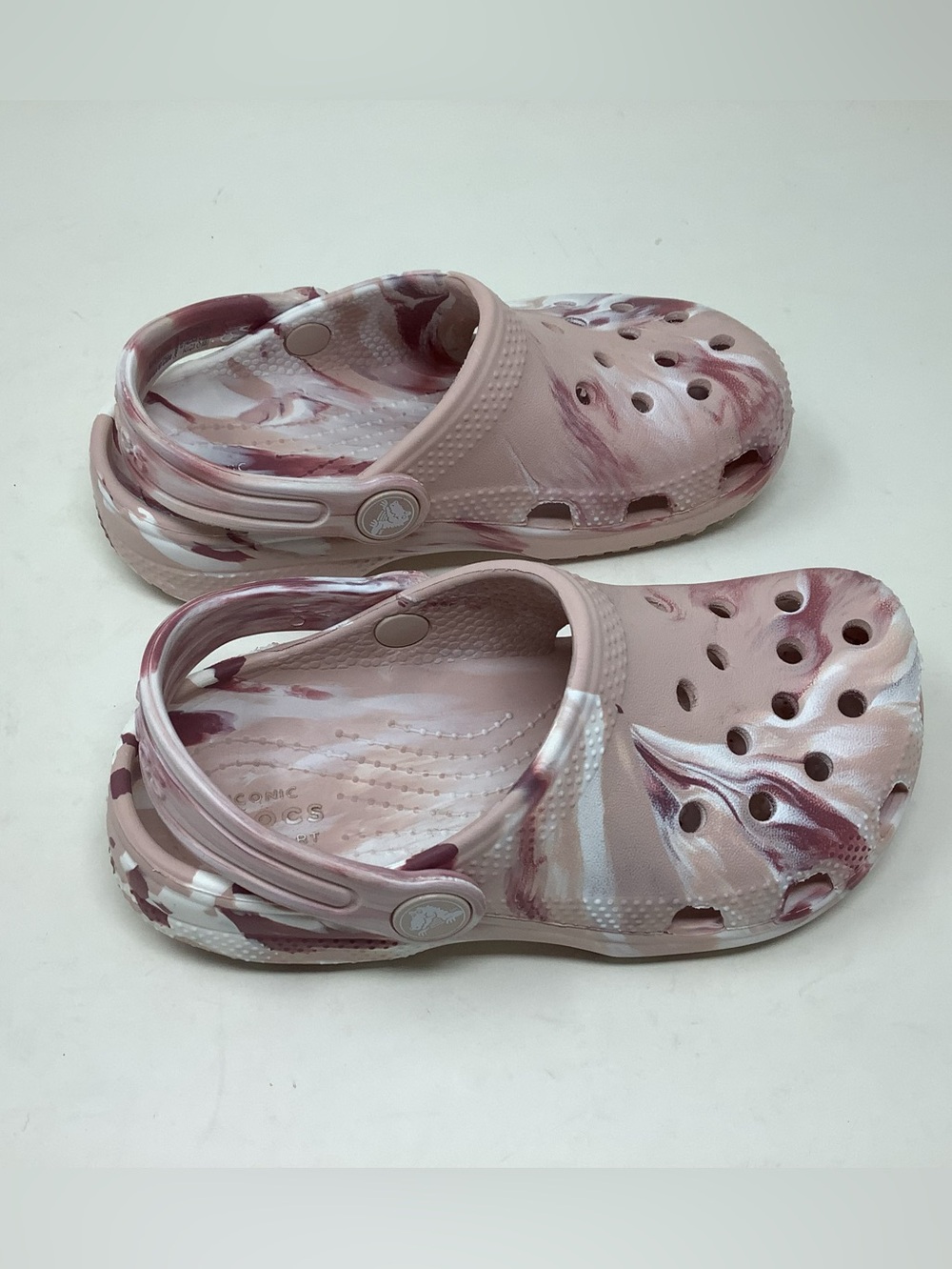 Crocs Kids Pink and White Classic Marbled Clogs - Picture 2 of 6